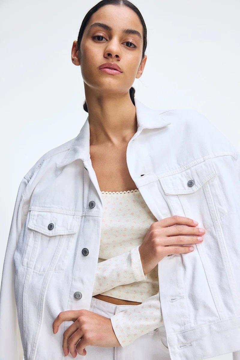 H&M Picot-trimmed cotton top
