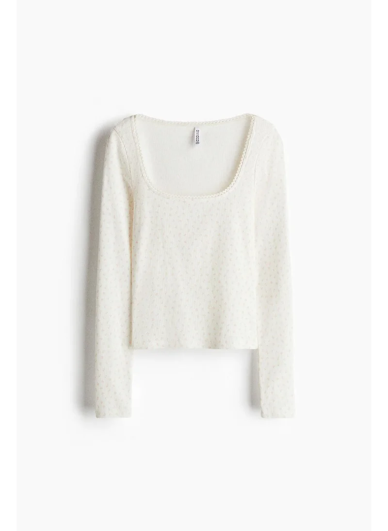H&M Picot-trimmed cotton top
