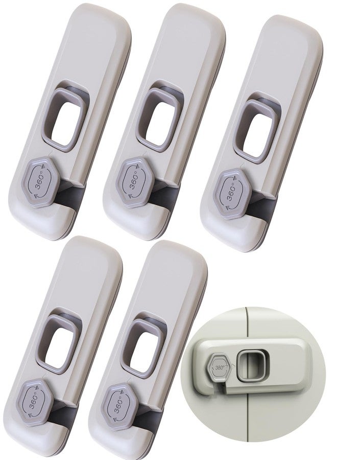 iLulala 5 Pack Child Proof Refrigerator Lock, Fridge Locks for Kids with Sticky Adhesive Pads, Child Safety Cabinet Lock for Doors, RV Refrigerator, Oven Lock Child Safety Baby Cabinet Locks. (Grey) - Image 1