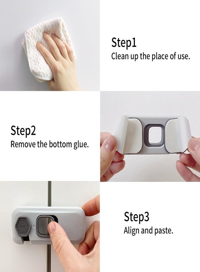 iLulala 5 Pack Child Proof Refrigerator Lock, Fridge Locks for Kids with Sticky Adhesive Pads, Child Safety Cabinet Lock for Doors, RV Refrigerator, Oven Lock Child Safety Baby Cabinet Locks. (Grey) - Image 5