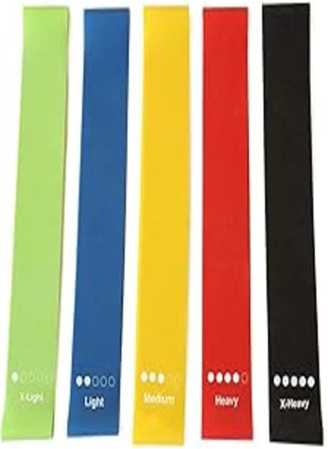 Generic 5 Color Body Building Yoga Stretch Bands Fitness Resistance Belt Fitness Rubber Band Elastic Exercise Straps Indoor Sport Gym Pull Up for Fit Body Building Exercise - 2724676528900 