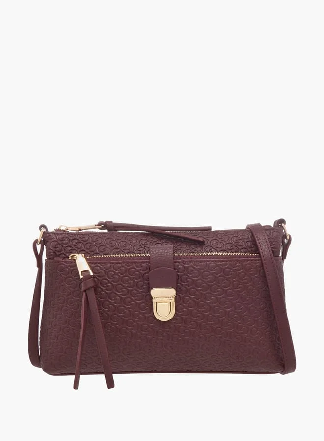 سيليست Women Monogram Embossed Crossbody Bag with Adjustable Strap