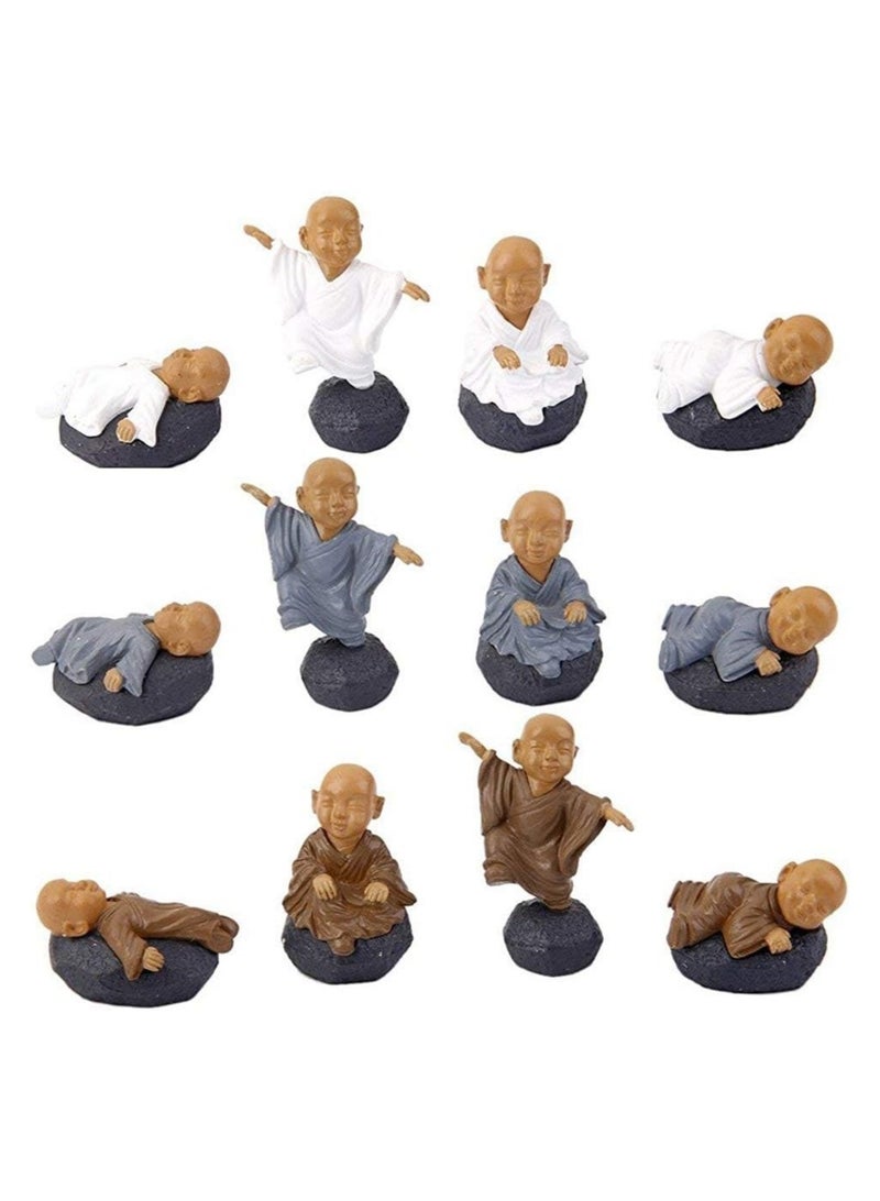 general Set of 12 Mini Monk Statues Sculpture Statues Car Display Decorations Decorative Miniature Fairy Garden Table Tabletop Decoration Indoor Outdoor - Image 1