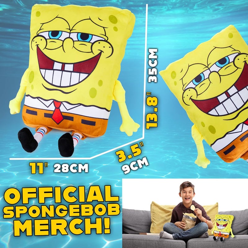 احصل على وسادة شخصيات لعبة SpongeBob SquarePants الناعمة للأطفال والبالغين، كawaii ثلاثية الأبعاد من الفرو، وسائد ديكورية للسرير والأريكة (SpongeBob أصفر، L35 × عرض 28) - Image 2