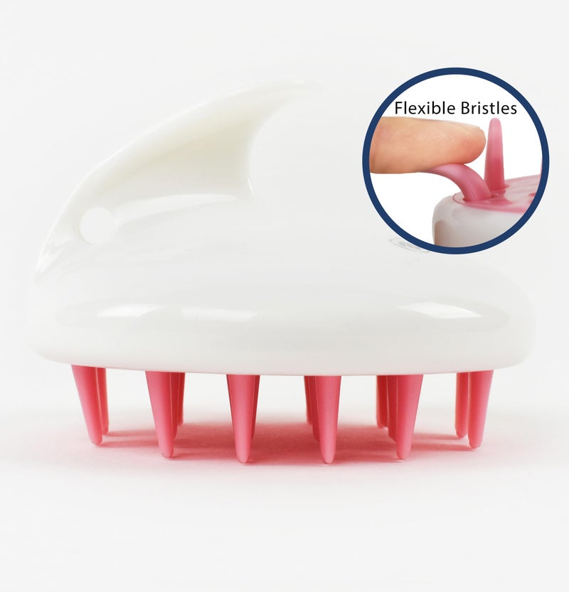 Zyllion Hair Shampoo Brush and Scalp Massager Care for Dandruff Removal, Scrubber, Hair Growth and Exfoliator with Flat and Pointed Soft Silicone Bristles for Women and Men - Pink (ZMA-12-PK) - Image 4