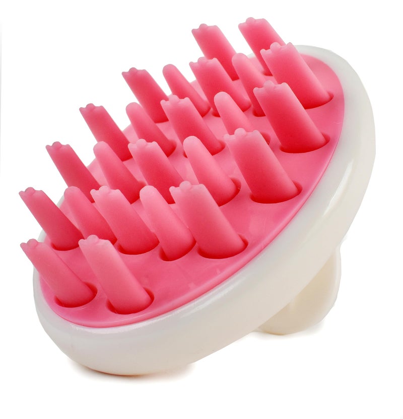 Zyllion Hair Shampoo Brush and Scalp Massager Care for Dandruff Removal, Scrubber, Hair Growth and Exfoliator with Flat and Pointed Soft Silicone Bristles for Women and Men - Pink (ZMA-12-PK) - Image 1