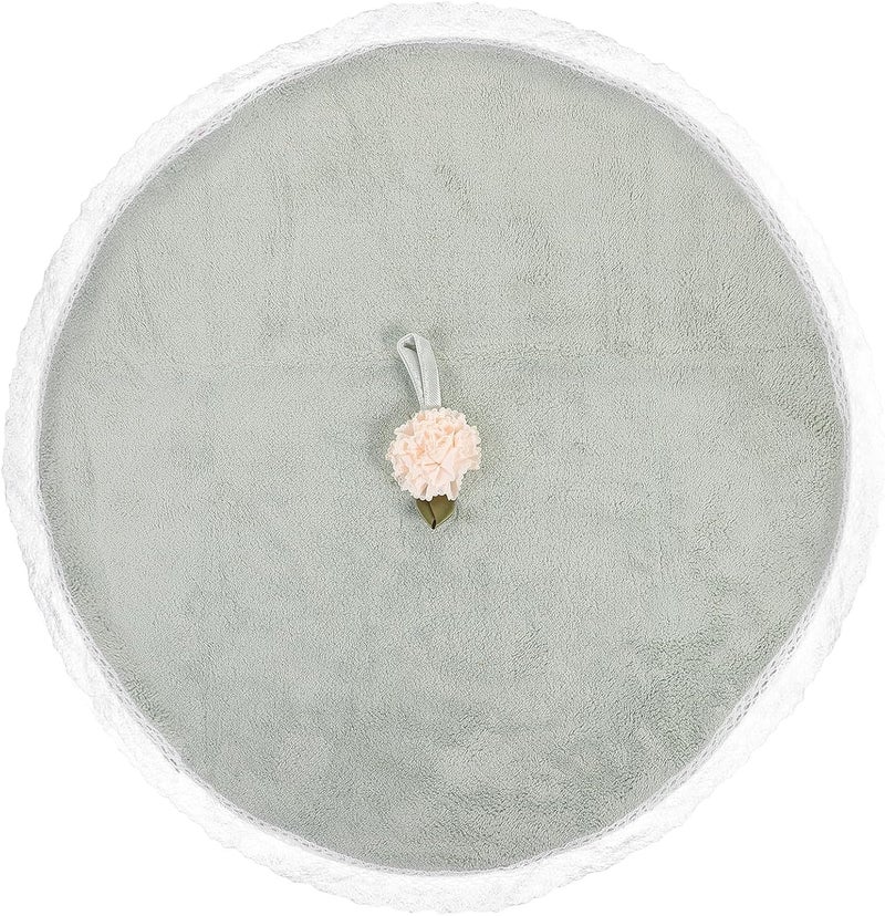 Coral Fleece Round Hand Towel 12-inch Absorbent Quick-Drying Hanging Kitchen and Bathroom Wiping Hands Towel Green - Image 1