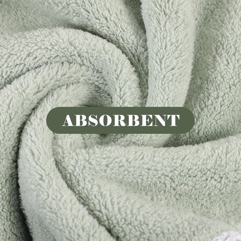 Coral Fleece Round Hand Towel 12-inch Absorbent Quick-Drying Hanging Kitchen and Bathroom Wiping Hands Towel Green - Image 4