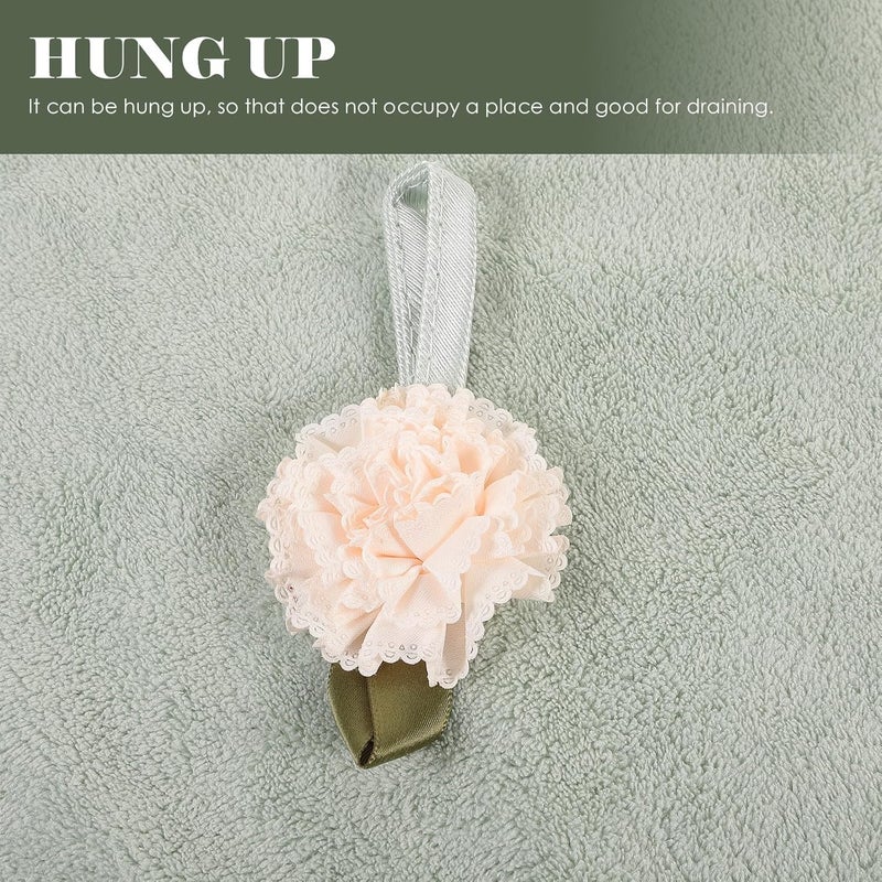 Coral Fleece Round Hand Towel 12-inch Absorbent Quick-Drying Hanging Kitchen and Bathroom Wiping Hands Towel Green - Image 5