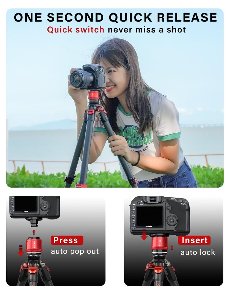 IFOOTAGE Quick Release Plate Camera Mount, Quick Release Tripod Monopod Mount with 1/4" & 3/8" Screw, Universal for Most Monopods/Tripods/Sliders, CB3-QRM01 - Image 2