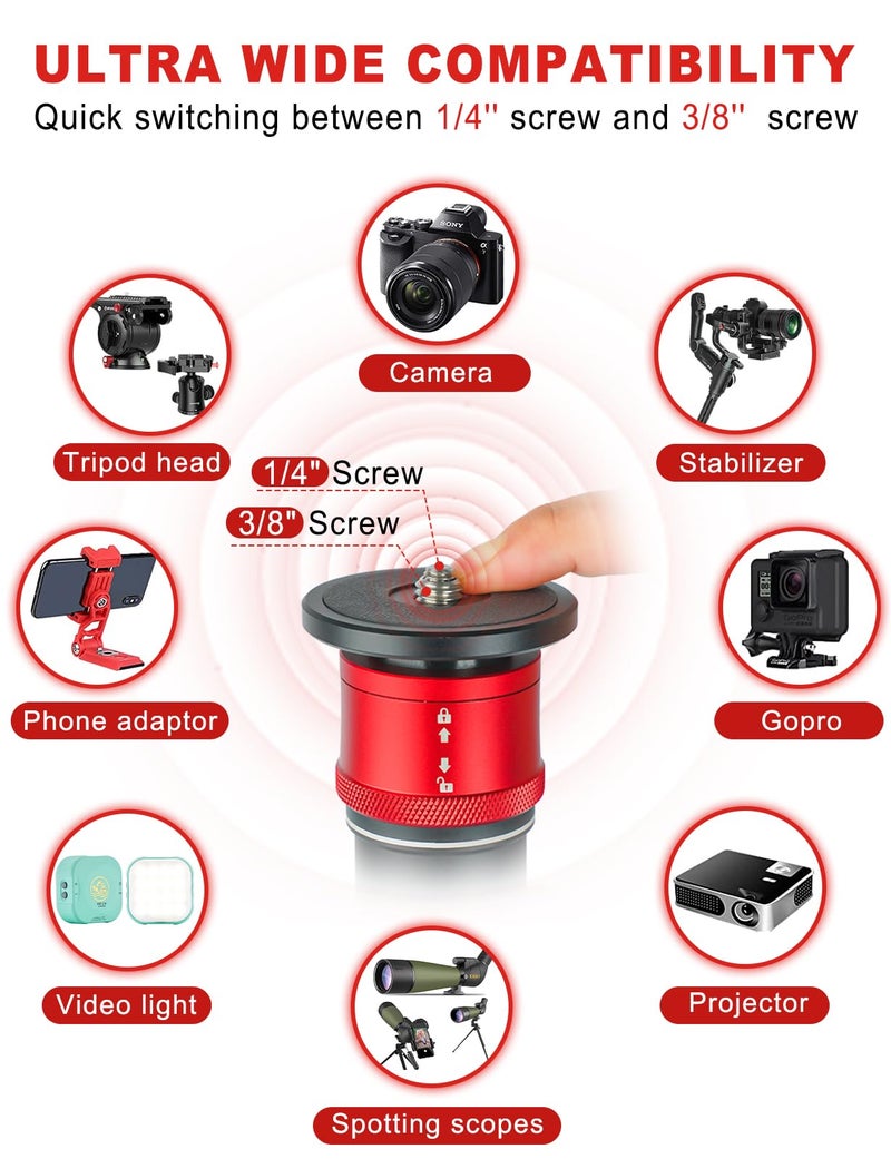 IFOOTAGE Quick Release Plate Camera Mount, Quick Release Tripod Monopod Mount with 1/4" & 3/8" Screw, Universal for Most Monopods/Tripods/Sliders, CB3-QRM01 - Image 4