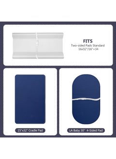TILLYOU TILLYOU Jersey Knit Ultra Soft Changing Pad Cover Set, Unisex Diaper Change Table Sheets for Baby Boys Girls, Fit 32"/34''x16" Contoured Pad, Comfy Cozy 2-Pack Cradle Sheets, Navy Blue & Lt Gray  - Image 2