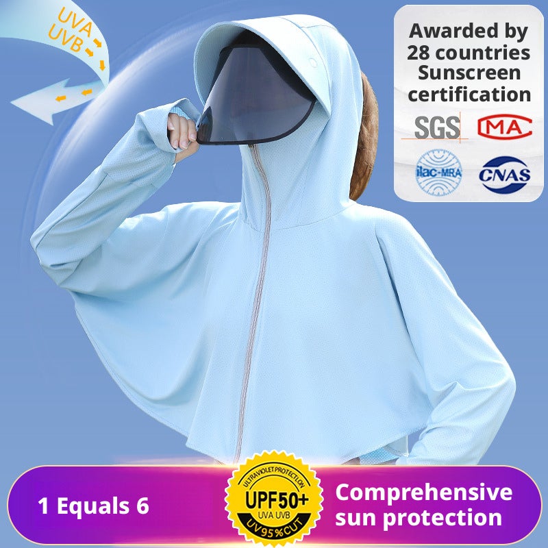 Women's UV Protection Ice Silk Sun Protection Jacket, Lightweight Breathable Hooded Cardigan - Image 2