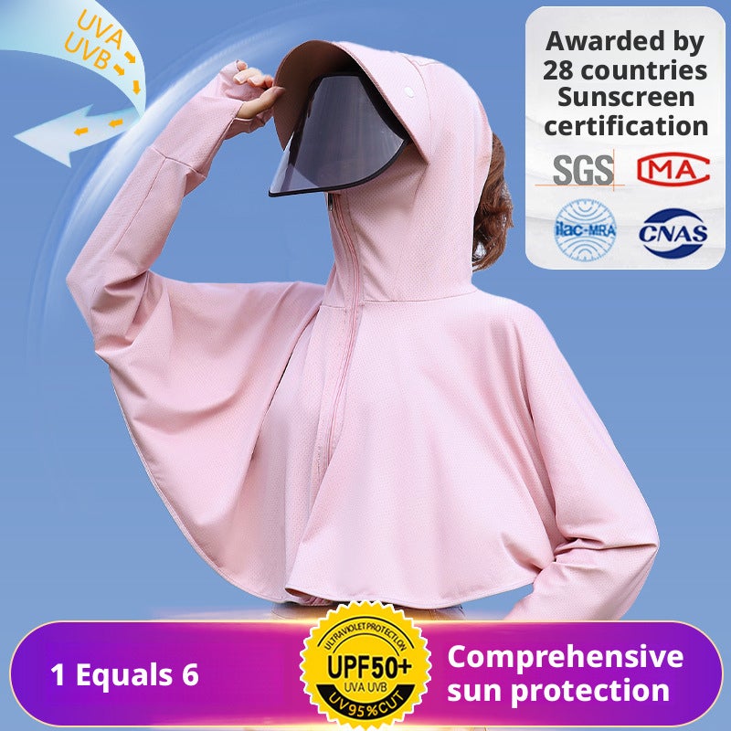 Women's UV Protection Ice Silk Sun Protection Jacket, Lightweight Breathable Hooded Cardigan - Image 1