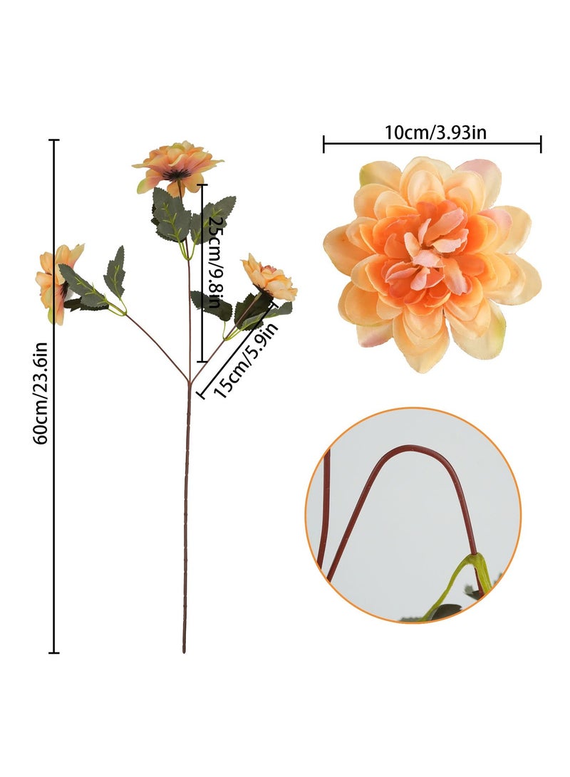 SOLARAE 6PCS Silk Chrysanthemums Daisy Mums Flowers, Artificial Fall Arrangement for Wedding, Home Party, Table Centerpieces Decor - Champagne - Image 3