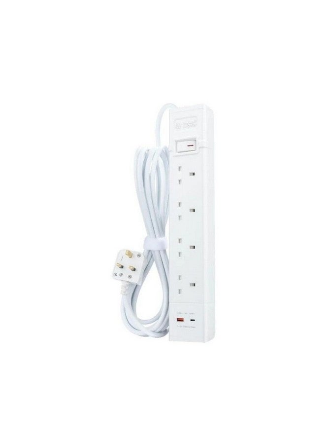 الفنار وصلة كهربائية لون أبيض بجودة عالية 4 مأخذ و2 منفذUSB طول 5 متر CE045M2AC20 - Image 1