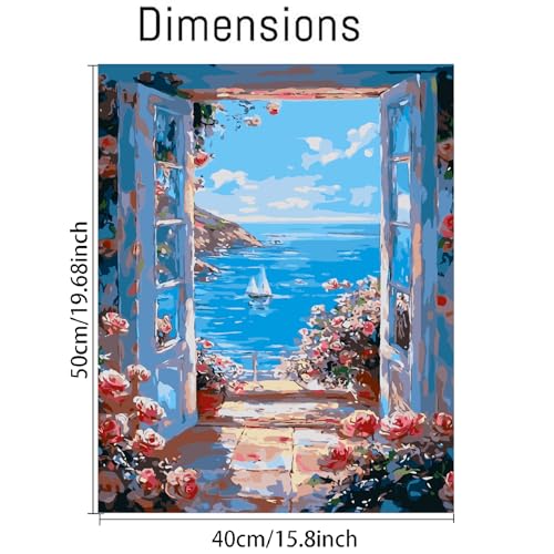 YarnMate Scenery Paint by Numbers for Adults,Landscape Beach Paint by Number for Adults Beginner,Easy Acrylic Paint by Number on Canvas for Relax and Home Wall Decor 16X20 Inch (Without Frame) - Image 2