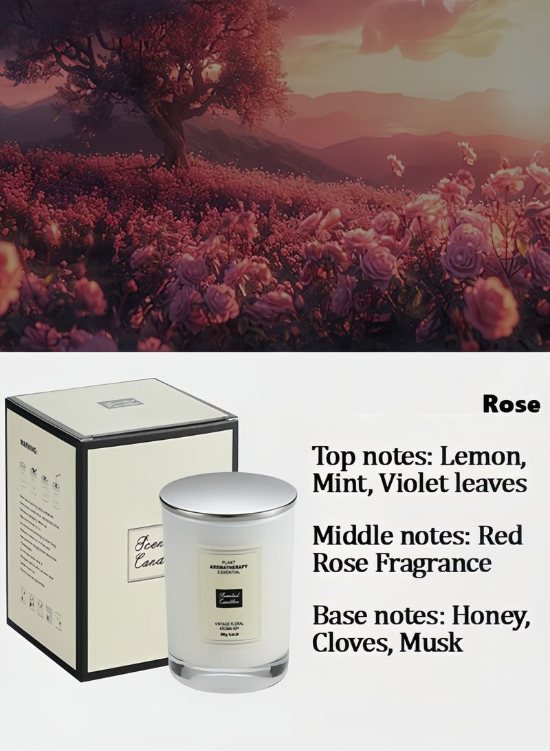 المكونات الطبيعية 100% شموع معطرة ( 200 جرام أكواب بيضاء ) جو زراعة - روز - Image 1