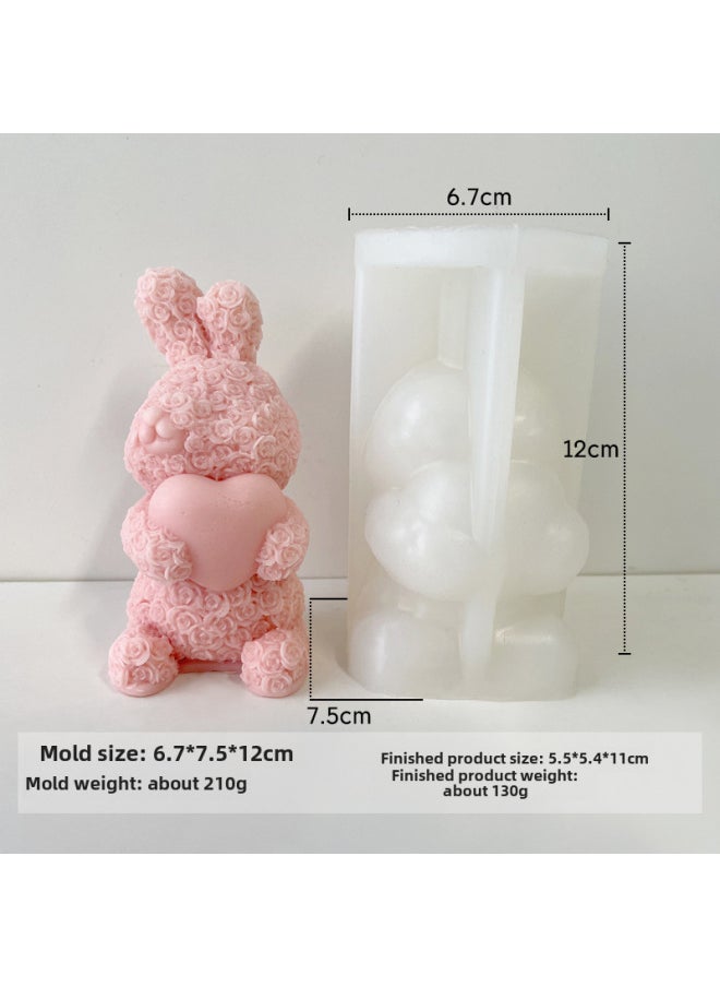 Generic Bear Aromatherapy Candle Mold Diy Valentine's Day Handmade Soap Expansion Stone Gift Chocolate Silicone Baking Tool-Specifications:Rose Rabbit J-0348  - Image 1