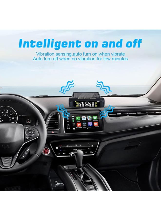 SYOSI Tire Pressure Monitoring System Tpms, 4 Sensor Tpms For Truck Rv Trailer Car With 6 Alarm Modes And Solar Power/Usb Charge Large Screen, Long Endurance Battery Life - Image 3