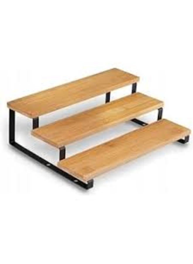3-Tier Wooden Spice and Kitchen Organizer with Black Metal Frame – Versatile Storage and Display Stand - Image 3
