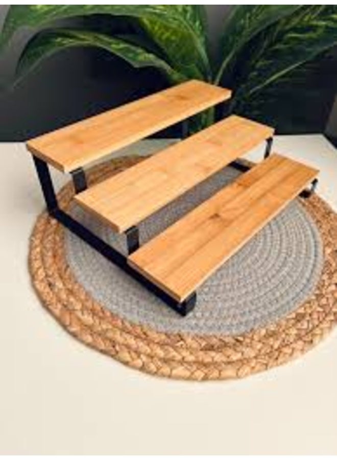 3-Tier Wooden Spice and Kitchen Organizer with Black Metal Frame – Versatile Storage and Display Stand - Image 2