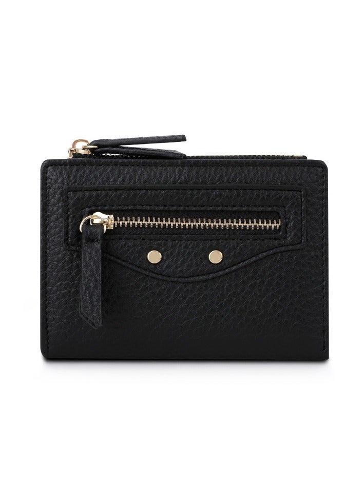 xozgdovg Women's zipper short purse black 