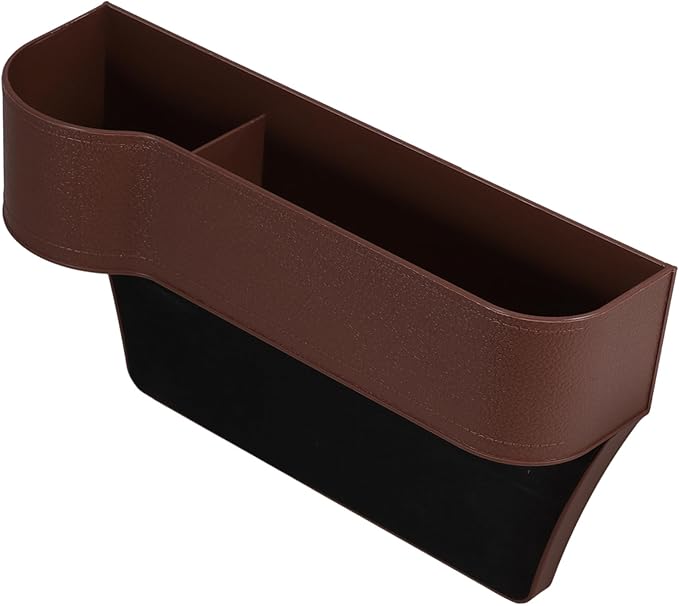 Brown Car Seat Storage Organizer Multi Functional Automotive Seat Filler Box For Bottles Phones Keys Easy Installation - Image 1