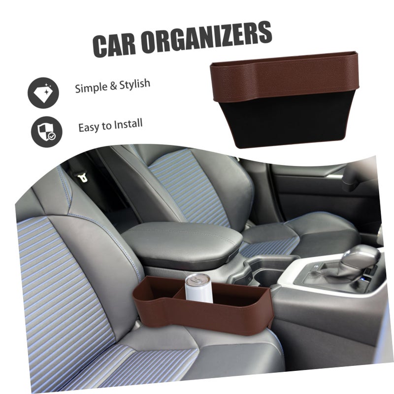 Brown Car Seat Storage Organizer Multi Functional Automotive Seat Filler Box For Bottles Phones Keys Easy Installation - Image 5