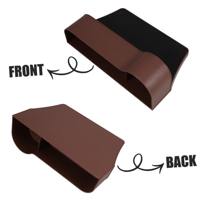 Brown Car Seat Storage Organizer Multi Functional Automotive Seat Filler Box For Bottles Phones Keys Easy Installation - Image 3