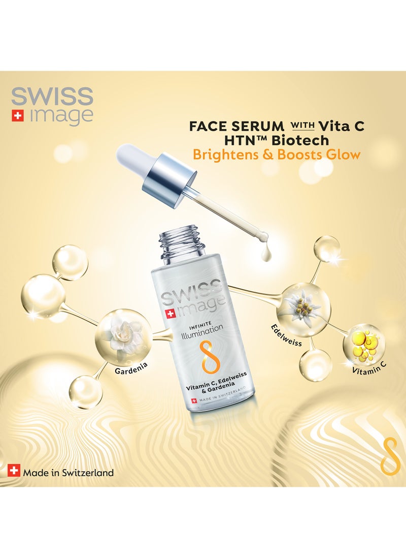 SWISS image Infinite Illumination Face Serum 30 ml, Formulated With Vitamin C, Edelweiss And Gradenia  - Image 2