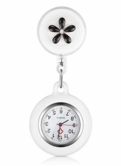 Retractable Nurse Watches, Clip-on Hanging Fob Portable Pocket Watch with Cute Flower Pattern, Lapel Watches for Nurses Doctors Silicone Cover