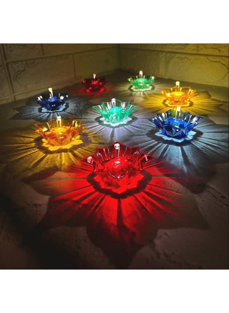 NADS Technologies Water Sensor Reflection Led Diyas with Water Sensing Technology EDiya Set of 8 Warm Orange Ambient Lights Battery Operated Led Candles for Home Decor Festivals Decoration 