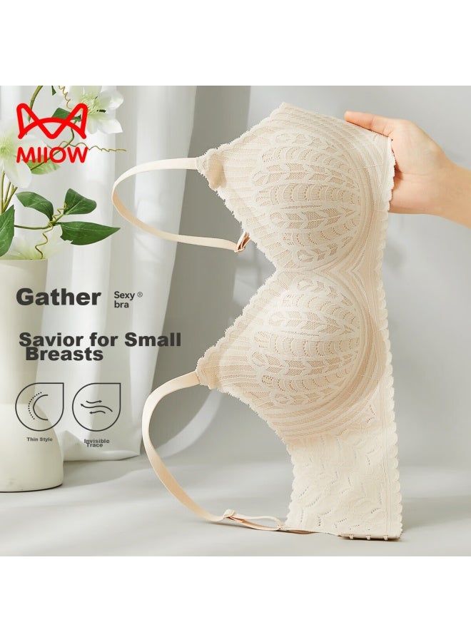 MIIOW Maoren Women's Underwear, Spring And Summer Thin Bra, Seamless Bra, Side Support, Wireless, Push-up Brassiere - Image 1