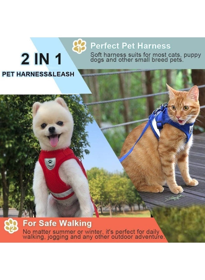 Mumoo Bear Comfort Step In Cat Harness Blue And Leash Set For Puppies Cats Kitty Escape Proof Pet Vest Harnesses For Small Animals Rabbitmousecats Under 9Lbs Medium, Blue, Cat Harness-Blue - Image 4