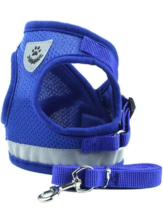 Mumoo Bear Comfort Step In Cat Harness Blue And Leash Set For Puppies Cats Kitty Escape Proof Pet Vest Harnesses For Small Animals Rabbitmousecats Under 9Lbs Medium, Blue, Cat Harness-Blue - Image 1