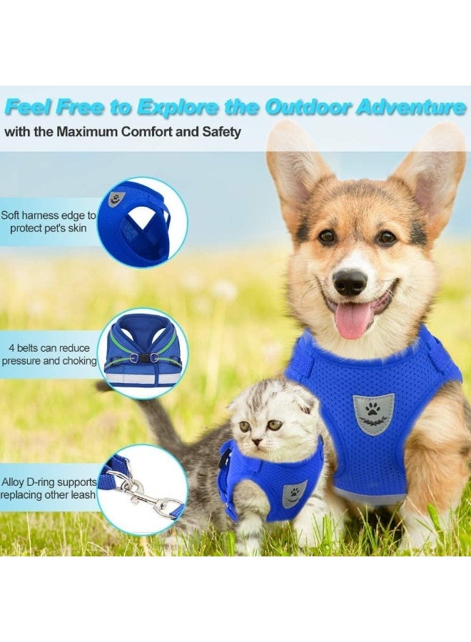 Mumoo Bear Comfort Step In Cat Harness Blue And Leash Set For Puppies Cats Kitty Escape Proof Pet Vest Harnesses For Small Animals Rabbitmousecats Under 9Lbs Medium, Blue, Cat Harness-Blue - Image 3