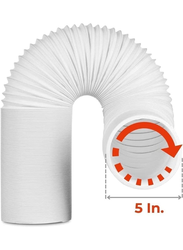 Portable Air Conditioner Hose, 5" Diameter AC Hose, Clockwise Thread & Length up to 80", Exhaust Hose for Portable AC Vent Compatible with Haier, LG, Delonghi Air Conditioner Parts - Image 2