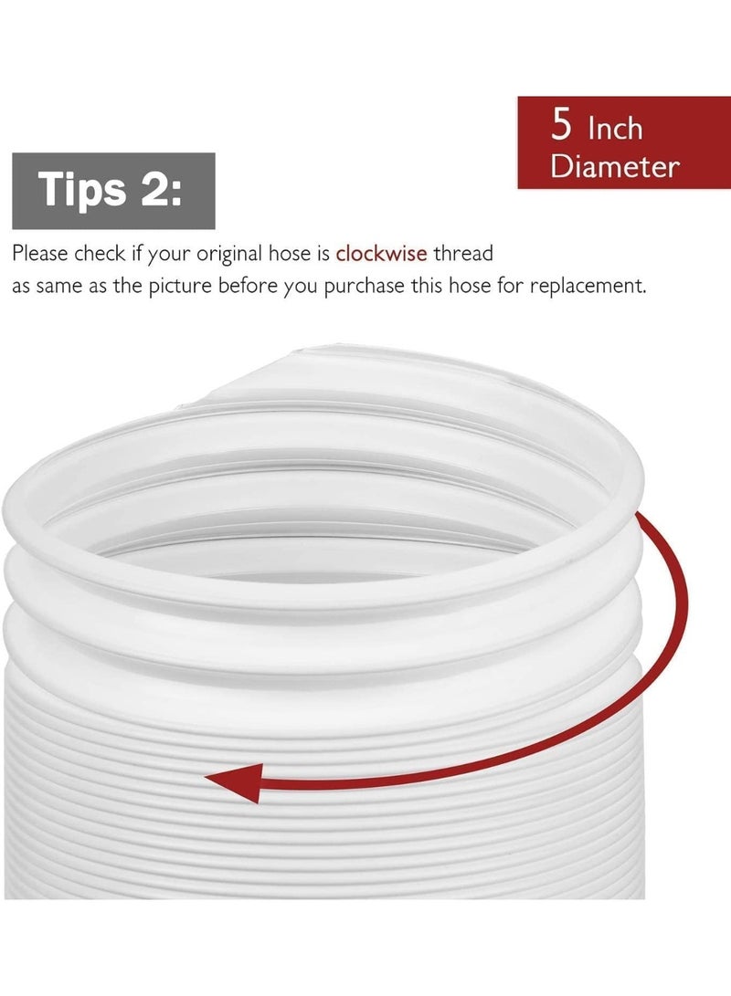 Portable Air Conditioner Hose, 5" Diameter AC Hose, Clockwise Thread & Length up to 80", Exhaust Hose for Portable AC Vent Compatible with Haier, LG, Delonghi Air Conditioner Parts - Image 4