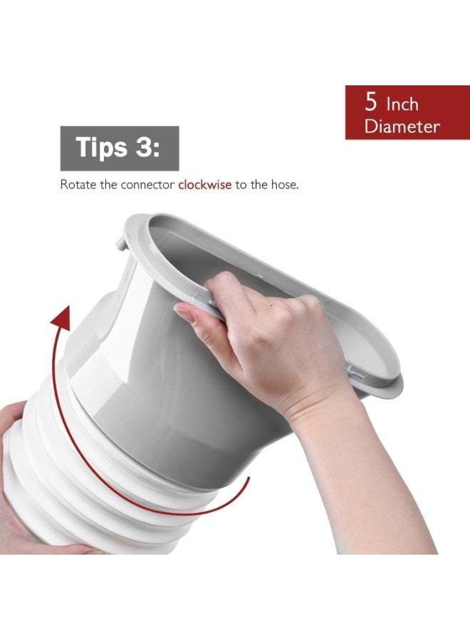 Portable Air Conditioner Hose, 5" Diameter AC Hose, Clockwise Thread & Length up to 80", Exhaust Hose for Portable AC Vent Compatible with Haier, LG, Delonghi Air Conditioner Parts - Image 5