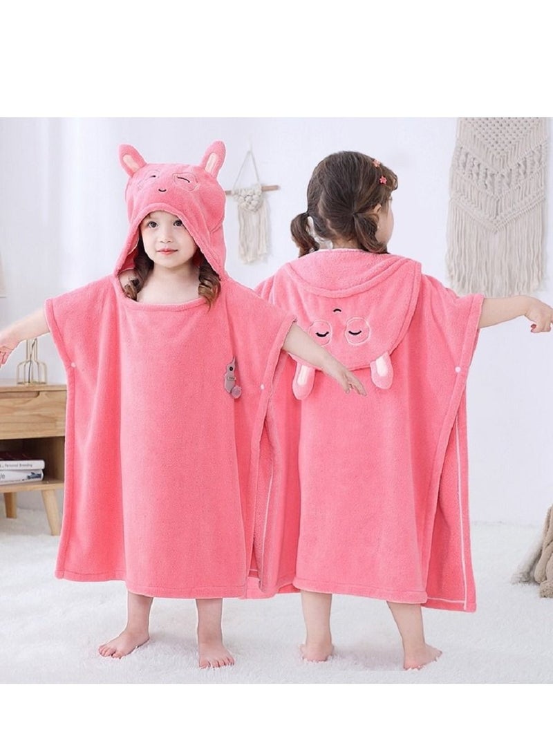 الأزرق جي دبليو لطيف للأطفال مقنعين حمام الشاطئ منشفة المعطف للأعمار 4-10 سنوات - حمام سباحة التستر كيب متعدد الاستخدامات حمام / دش / حمام سباحة / سباحة - Image 1