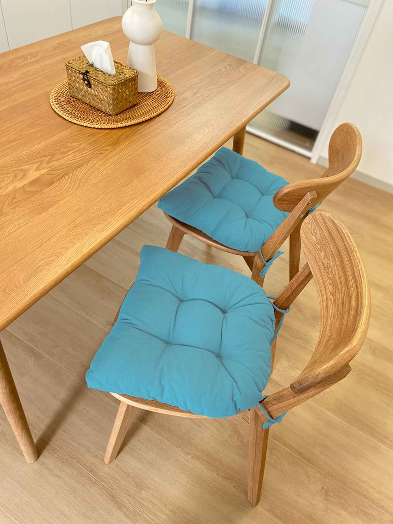 JAMPAYANG Chair Cushion, 4 Pack Chair Cushions for Dining Chairs, Chair Pads and Mat with Ties for Indoor Kitchen Seat and Desk (4 Count - 17 x 16 in, Teal) - Image 3
