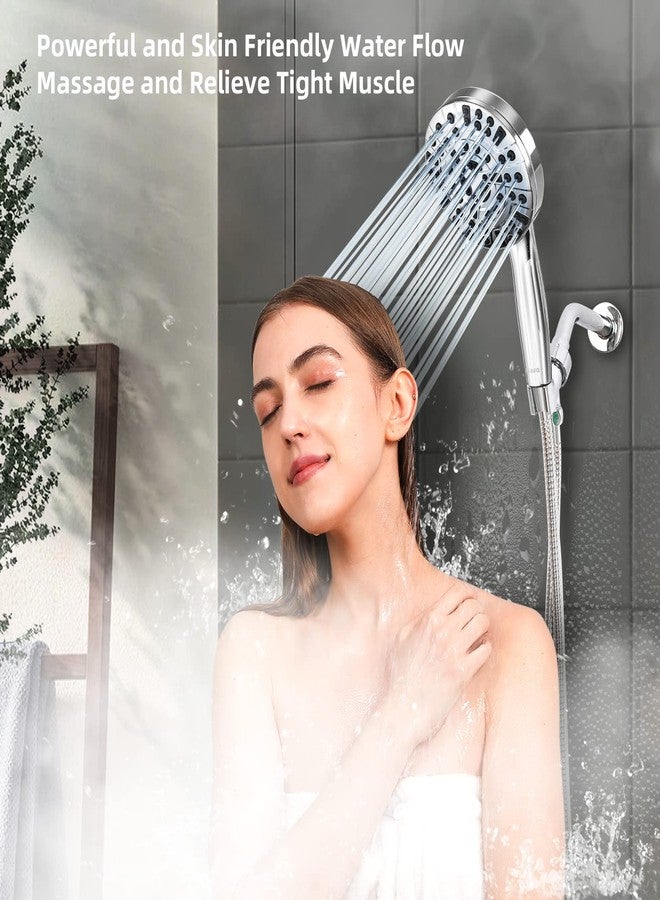 BESAQUO رأس دش بيساكو، 10 وظائف رأس دش عالي الضغط مع يدوي، وضع إيقاف مدمج و 2 غسلة قوية، فوهات غير مسدودة تدفق عالي رأس دش يدوي، خرطوم مقاوم للتسرب بطول 6.5 قدم وحامل معدني - Image 2