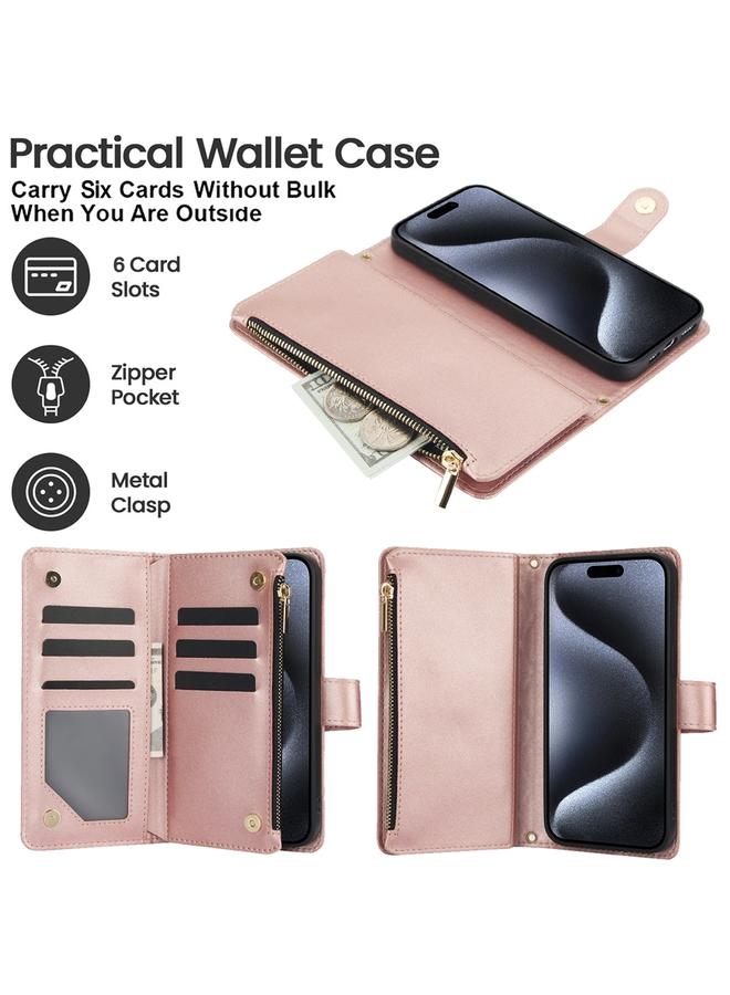 زبون حافظة هاتف iPhone 12 mini YM016 محفظة بطاقات جلدية بسحاب معيني مع حبل - Image 4