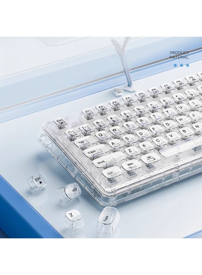 Yegni Ice Cube Transparent Wireless Bluetooth Crystal Keyboard and Mouse Set Mechanical Office-ready Silent Backlit Suitable for Multi-device Connection - Image 5