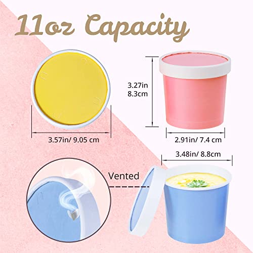 MATICAN Paper Ice Cream Cups with Lids, 40-Pack 11-Oz Soup Cups with Lids, Disposable Ice Cream Containers, 11-Ounce, 5 Pastel - Image 4