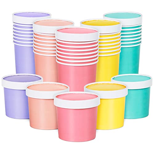 MATICAN Paper Ice Cream Cups with Lids, 40-Pack 11-Oz Soup Cups with Lids, Disposable Ice Cream Containers, 11-Ounce, 5 Pastel - Image 1