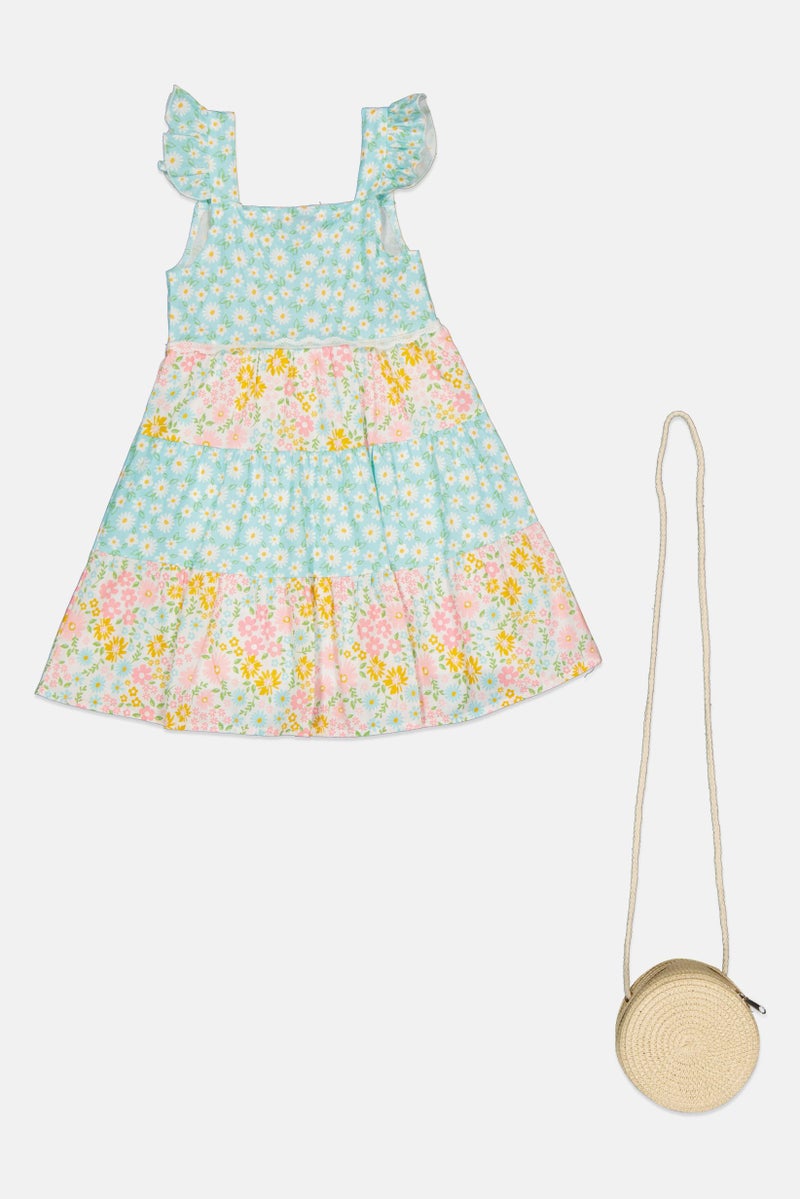 English Laundry Toddlers Girl 2 Pcs Floral Dress With Cross Body Bag, Multicolor - Image 2