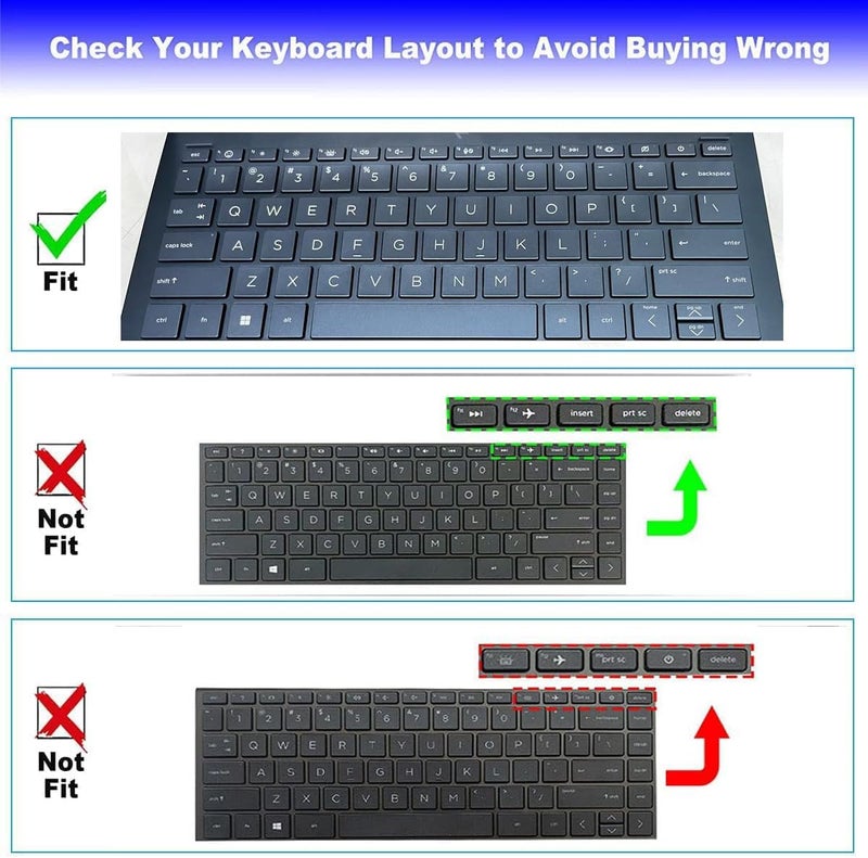 Oaky Keyboard Cover Compatible with HP Envy x360 13-bfxxx Series and HP Pavilion 14-EC/14-DV Series... Keyboard Protector Skin - TPU Clear - Image 2