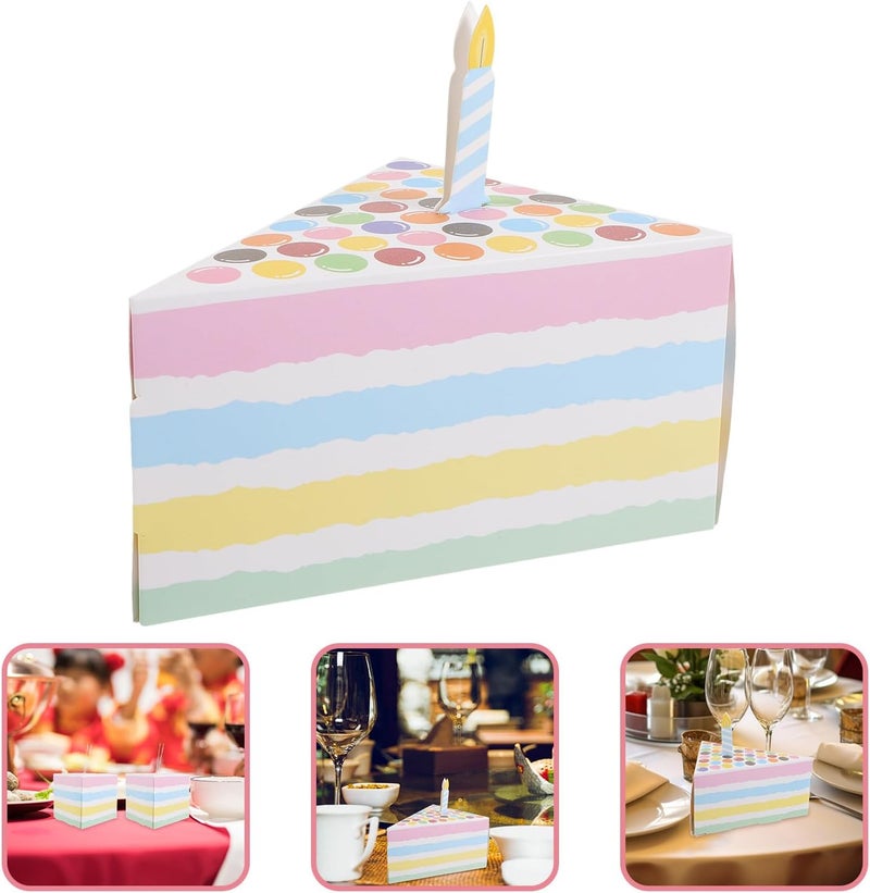 DIYEAH Triangle Cake Shaped Candy Boxes with Colorful Polka Dots, Pink Paper Sweets Container for Birthday Party, Wedding Favor Holder, 10pcs Creative Present Boxes - Image 4